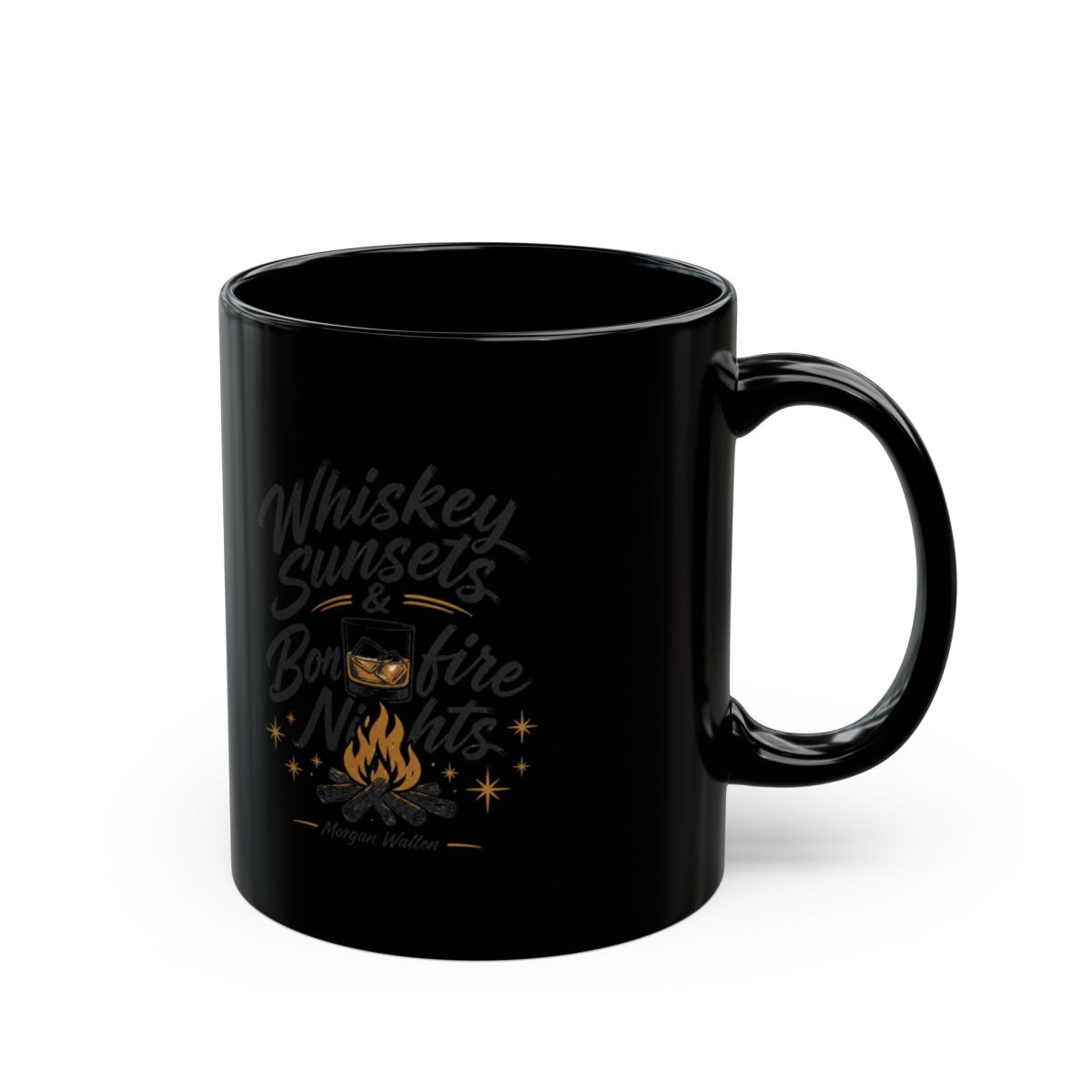 Morgan Wallen "Whiskey Sunsets & Bonfire Nights" Black Mug - Official mugs merchandise